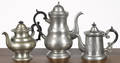 Three American pewter coffeeteapots 19th c