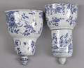 Two Delft blue and white wall pockets 18th c