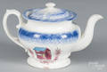 Blue spatter shed teapot