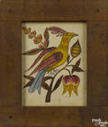 Pennsylvania ink and watercolor fraktur of a bird 19th c