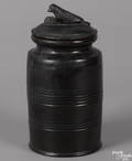 Redware lidded crock 19th c