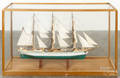 Painted threemasted sail ship model of the