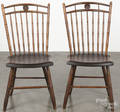 Pair of Pennsylvania birdcage Windsor side chairs