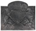Cast iron coat of arms fireback dated