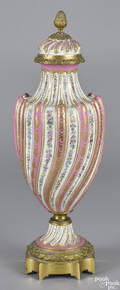 Sevres ormolu mounted porcelain urn and cover late 19th c