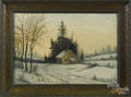 Oil on board winter landscape