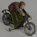 German lithograph tin clockwork motorcycle