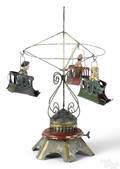 Painted tin clockwork musical carousel roundabout