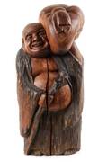 Chinese Carved Hardwood Budai Sculpture Signed
