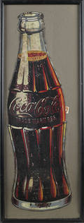Large tin CocaCola bottle sign