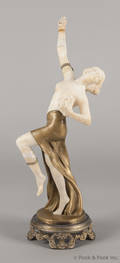 Bronze and marble figure of a woman