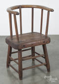 Primitive walnut and pine lowback chair