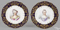 Pair of Sevres painted porcelain portrait plates 1844