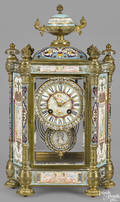 French bronze cloisonn and porcelain mounted mantel clock late 19th c