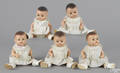 Five Madame Alexander composition Dionne Quintuplets dolls