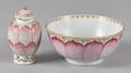 Chinese export porcelain pink lotus bowl and tea caddy