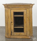 Painted hard pine hanging corner cupboard