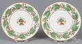Pair of Worcester armorial plates