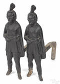 Pair of cast iron Indian andirons 19th c