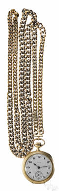 14K yellow gold Elgin pocket watch and chain