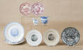 Twelve pieces of transfer decorated china