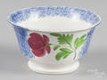 Blue spatter waste bowl with Adams rose decoration