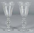 Pair of etched glass vases