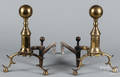 Pair of Federal style brass andirons