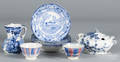 Six blue Staffordshire Togo bowls