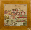 Montgomery County Pennsylvania Schwenkfelder wool needlework townscape dated