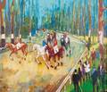Louis Vidal Oil On Canvas Horse Racing Scene