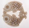 Chinese White Jade Carving of Two Mirrored Fish