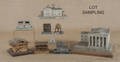 Collection of thirteen painted plaster WPA models of houses