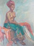 Evelyn Metzger Semi Nude Woman Oil on Masonite