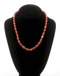 Chinese Red Coral  Sterling Beaded Necklace