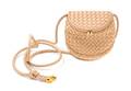 A Bottega Veneta Peach Woven Satin Mini Handbag