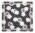 A Chanel 90cm Black and White Silk Scarf