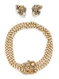A Miriam Haskell Faux Champagne Pearl Demi Parure