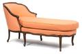 A Louis XV Style Carved Walnut and Upholstered Chaise Lounge