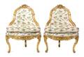 A Pair of Louis XV Style Giltwood Corner Chairs