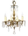 A Louis XV Style Gilt Bronze and Cut Glass FourLight Chandelier
