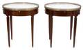 A Pair of Louis XVI Style Marble Top Gueridon Tables