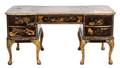 A George II Style Polychromed Lacquer and Gilt Decorated Desk