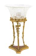 A French Empire Style Gilt Bronze and Cut Glass Tazza