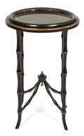 A Regency Style Ebonized and Gilt Tray Top Table
