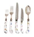 A Sterling and Porcelain Flatware Service for Nine