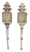 A Pair of Brass and Tin Carriage Lamps