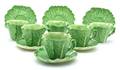 Six Dodie Thayer Lettuce Ware Coffee Cups and Saucers