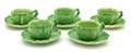 Ten Dodie Thayer Lettuce Ware Teacups and Saucers