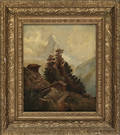 Oil on canvas mountainous landscape